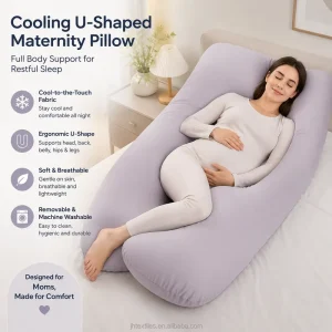 Cooling U Shaped Body Pillow for Pregnant Women Ergonomic Side Sleeper Maternity with Memory Foam to Improve Sleep