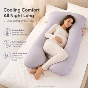 Cooling U Shaped Maternity Pregnancy Pillow Full Body Memory Foam Support for Side Sleepers and Moms