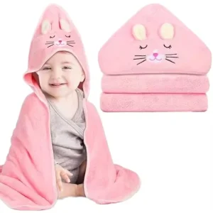 Coral Fleece Absorbent Children’s Bath Towel Embroidered Hooded Cloak Cartoon Bathrobe Wrap Newborn Swaddle Baby Bathroom