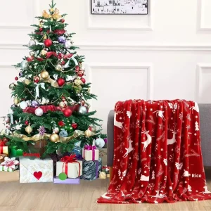 Coral Fleece Blanket Christmas Polyester Flannel Sofa Throw Blanket Digital Print Cartoon Nap Blanket Modern Minimalist Style