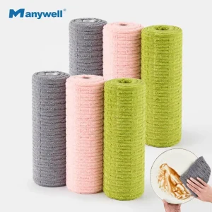 Coral Fleece Cleaning Cloth Roll Absorbent Kitchen Dishcloth Lint Free Tear Away Microfiber Towel Roll