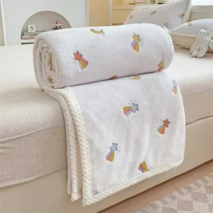 Coral Fleece Eco Friendly Throw Blanket Double sided Sherpa Bed Cover Knitted Trim Home Office Nap Gift