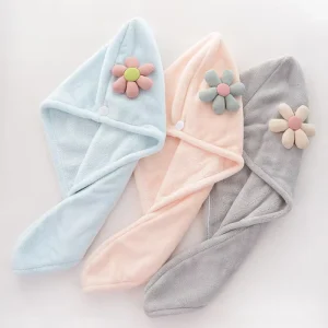 Coral Fleece Hair Dryer Towel Wrap Turban Quick Dry Polyester Hair Towel Set with Custom Logo for Travel