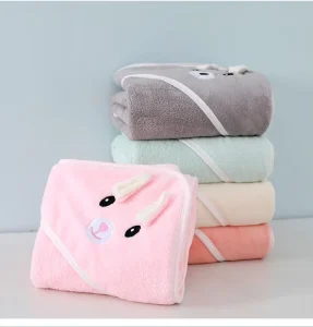 Coral Fleece Hooded Beach Super Absorbent Animal Hooded Baby Bath Towel