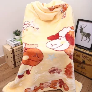 Coral Fleece Kids’ Towel Blanket Soft Warm Cute Cartoon Printed Blanket for Baby Daily Use & Bath Time