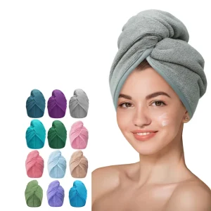 Coral Fleece Microfiber Hair Towel Turban Printed Custom logo Hair drying Cap