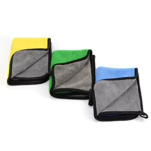 Coral Fleece Microfiber Quick Dry Antimicrobial Eco Friendly Square Solid Color Car Towels with Custom Logo Option