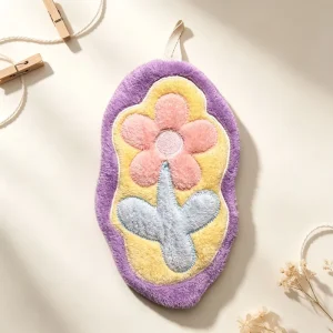 Coral Fleece Thick Hanging Hand Towel Floral Embroidery Super Absorbent Decorative Kitchen Bathroom Hand Towel