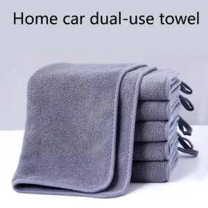 Coral Fleece Towel Gray Extra Thick Highly Absorbent Car Washing Towel Soft Lint Free Car Care Household Cleaning