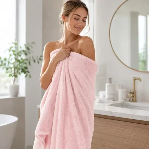 Coral Plaid Patterned Microfiber Bath Towel Set Fleece Hair Drying and Hand Swimming Towels Woven Techniques for Bathroom Use