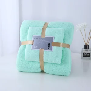 Coral Velvet Bath Towel Washcloth Facial Towels Strong Water Absorption 2pcs Towel Sets