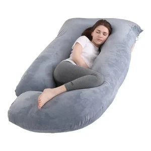 Coral Velvet Cover Full Body Pillow Soft Support Pillow for Pregnant Women J Shape Pregnancy Pillow