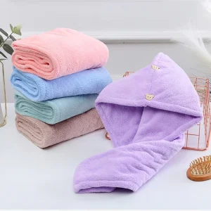 Coral Velvet Double Layer Hair Dry Towel Set Bleach Proof Quick Dry Eco Friendly Microfiber Towels