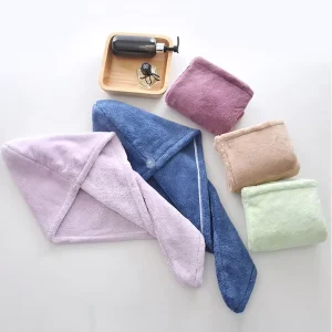 Coral Velvet Hair Drying Cap Button Wiping Eco Friendly Antimicrobial Super Absorbent Hair Washing Showering Towel