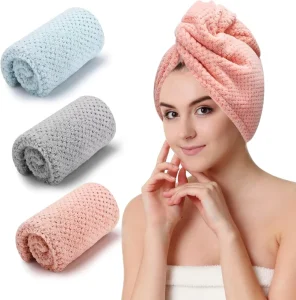 Coral Velvet Pineapple Grid Dry Hair Cap Double Layer Plain Color Towel Absorbent Soft Household Dry Hair Towel