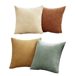 Corduroy Throw Pillow square Pillowcase and Pillow Core Decorative and Soft Machine Washable Customizable logo and Patterns