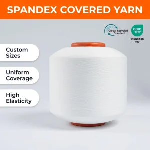 4075 Custom SCY Dyed Anti Pilling OE Single Spandex Covered Polyester Blended Yarn For Knitted Socks Underwear