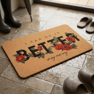 Cork Door Mat Non-Slip Easy-Care Polyester for Home Entrance Washable Cushioned for Outdoor Office Use for Hotels