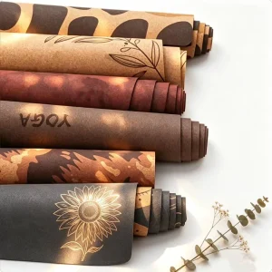Cork Yoga Mat Non Slip 5mm Extra Thick Cushioning High Density Natural Rubber Exercise Pad for Home Hot Yoga Pilates Exercise