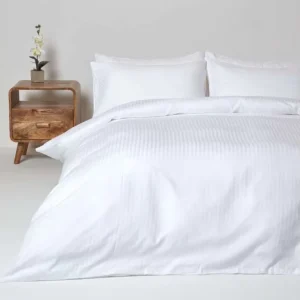 Cotton 40s 250 Thread Count 1cm Satin Stripe Hotel Flat Sheets Set