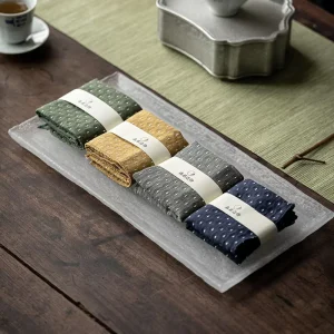 Cotton Absorbent Wabi Sabi Style Solid Color Square Tea Towel for Kitchen Use Tea Ceremony Accessories & Simple Tablecloth