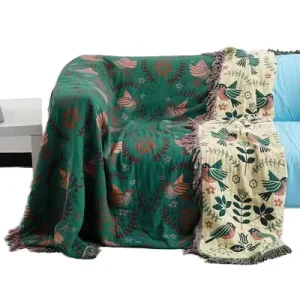 Cotton Bamboo Fiber Knitted Tassel Throw Blanket Washed Soft Anti-static Vintage Lightweight Four Seasons Couch