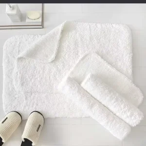 Cotton Bath Mat Hotel Home Long Plush Feet Towel Rugs Thick Anti Slip Bathroom Carpet White Doormat Water Absorbent Floor Mats