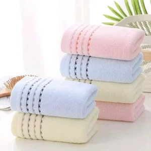 Cotton Bath Towels for Adults Colorful Lace Trim Absorbent Thick Plain Color Perfect for Wiping Hair
