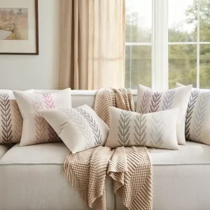 Cotton Breathable Rustic Farmhouse Leaves Throw Pillow Covers Pastoral Decor Living Room Home