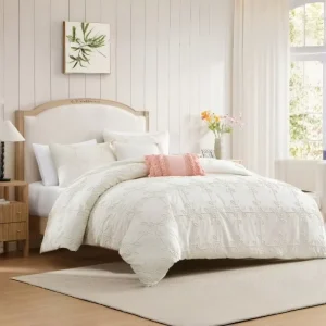 Cotton Chenille Rope Embroidered Duvet Cover Set Solid White 4pcs Bedding Set 60S 300TC Luxury Hotel Home Linens