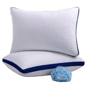 Cotton Cover Pack of 2 Hypoallergenic Bed Pillows for Neck Pain Shredded Memory Foam Pillow Sleeping Pillows