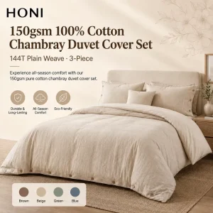 Cotton Double Bed 3 Pieces Set 144TC Fluffy Duvet Cover Set with Pillow Case