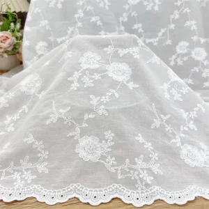 Cotton Double Sided Wave Embroidered Lace Fabric Jacquard Water Soluble for Summer Dresses Weddings Home Textiles