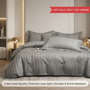 Cotton Duvet Cover Set 60s Long staple Pure Cotton Sateen Striped White Hotel Bedding for Suite