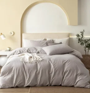 Cotton Duvet Cover Set with Pillow Cases Breathable Machine Washable Modern Style for Home Use