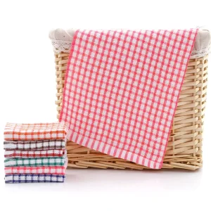 Cotton Eco Friendly Kitchen Cleaning Towel Plaid Rag Absorbing Dishwashing Kitchen Towel