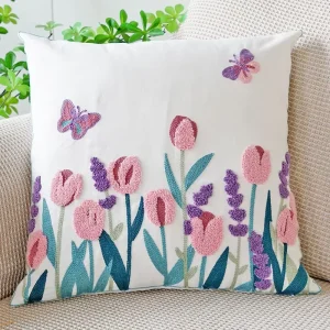Cotton Embroidery Flower Throw Room Home Decor Pillows Cushion Covers for Sofa