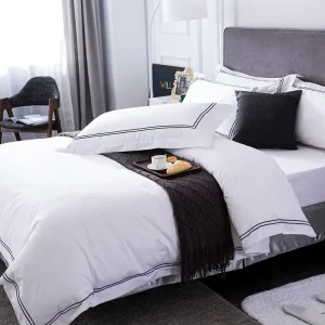 Cotton Embroidery Hotel Bedding Set Custom Printed Duvet Cover Pillowcase Bed Sheet