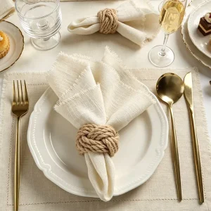Cotton Fringe Napkins Gauze Textured Square Dinner Napkins for Home Wedding Party Fine Western Table Setting Decor