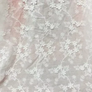 Cotton Full Embroidery Home Textile Fabric 135cm Width for Clothing Accessories Carded Yarn Woven Technique Plain Style