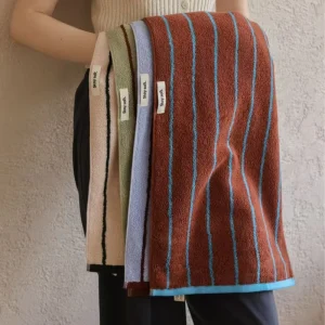 Cotton Highly Absorbent Plain Weave Fashionable Classic Striped Color Block Adult Towel Bath Hand Towel
