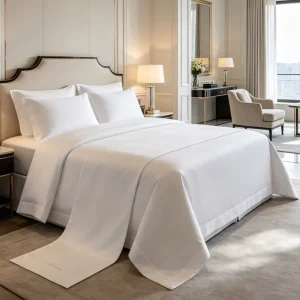 Cotton Hotel Linen 40 Count Pure White Bed Sheet Duvet Set Bedding 4 Piece Set