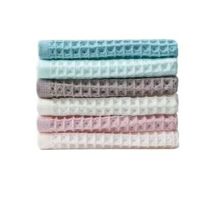 Cotton Large Size Waffle Towel Solid Jacquard Technique Multi Color Options Soft Skin Friendly Good Water Bath Washcloths