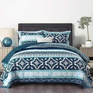 Cotton Lightweight Reversible Queen King Size 3 Pieces Air Condition Patchwork Quilt Cover Set
