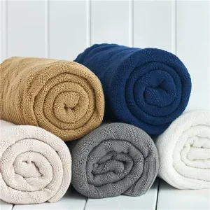 Cotton Plaid Blanket Solid Color Home Sofa Cover Knitted Throw Blanket Lgt