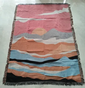 Cotton Poly Jacquard Sofa Throws and Blankets Big Size Woven Sofa Beach Throw