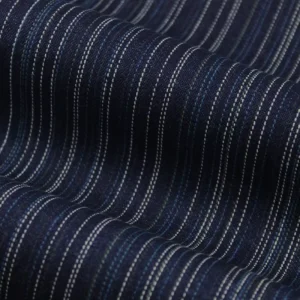 Cotton Poly Woven Denim Fabric for Jeans Jackets Indigo Yarn Dyed Stripe Fabric