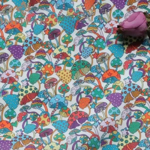 Cotton Print Fabric Floral Custom Digital Print Colourful Mushroom 100 Cotton Fabric for Garment