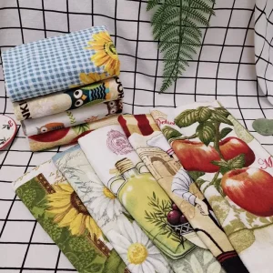 Cotton Print Kitchen Towels Custom Printed Absorbent Kitchen Cutlery Tea Towels