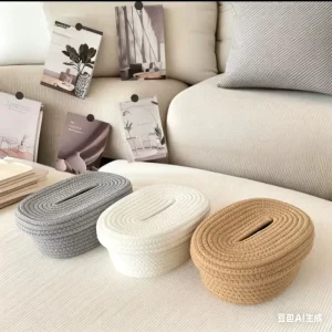 Cotton Rope Woven Tissue Box Light Luxury Desktop Tissue Box